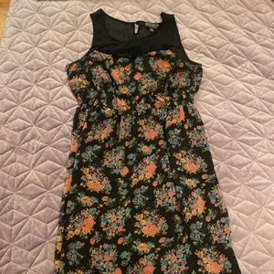 Black floral print dress, size XL